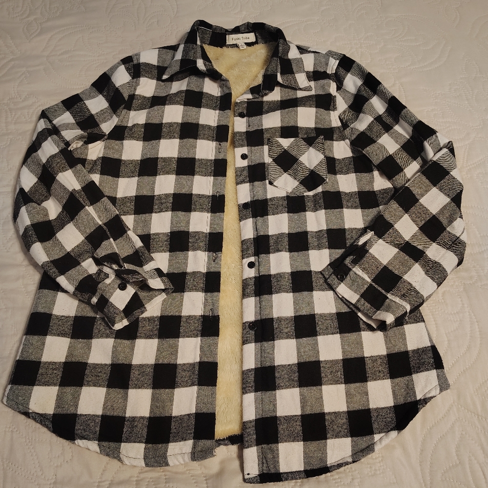 Black and White Plaid Button Down Shirt